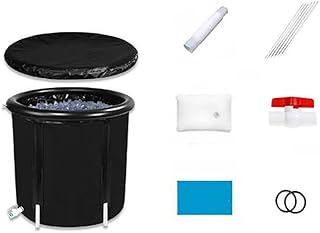 400L Portable Ice Bath Tub for Athletes, Foldable Cold Water Immersion Barrel with Lid Cushion Pump and Drain Kit Muscle Recovery (white)