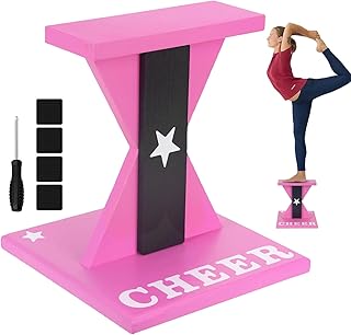 Cheerleading Balance Trainer, Wooden Cheer Equipment Stunt Trainer Practice, Pink Cheer Flyer Stand Balance Board for Core Strength, Stability & Body Control