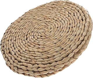 Woven Floor Cushion Double-Layer Meditation Seat Pad 30x30cm Thick Tatami Zafu Pillow Handmade Reed Grass Mat for Yoga and Home Seating