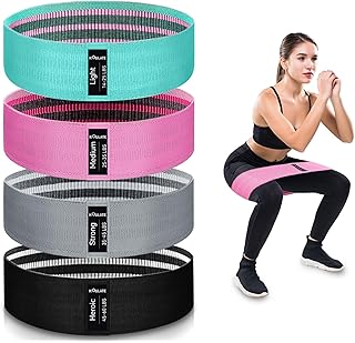 Exercise Bands, 3 Levels Fabric Resistance Bands for Working Out, Workout Bands Resistance for Women & Men, Multi-Colored Fabric Booty Bands for Leg Strength Training, Rehab, Yoga