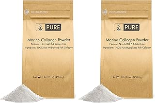 PURE ORIGINAL INGREDIENTS Marine Collagen Powder (1 lb) Natural & Unflavored, Protein Peptides, Resealable Bag (Pack of 2)