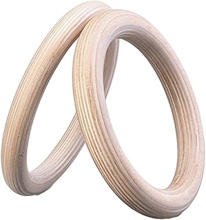 Wood Gymnastics Rings Adult Home Fitness, 2 Pack, Birch Wood Rings with Non-Slip Sweat-Absorbent Design, Easy to Install, for Most Suspension Trainers