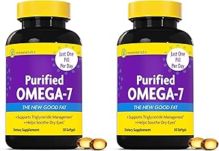 InnovixLabs Purified Omega 7 Supplement - 210 mg Omega-7 Palmitoleic Acid, Fish Oil for Metabolism & Triglyceride Support, Essential Fatty Acids, IFOS Approved, 30 Softgels (Pack of 2)