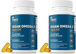 Dr. Tobias Vegan Omega 3 Supplement, 1400mg Algae Oil, 420mg DHA, and 210mg EPA per Serving, Non-GMO, Gluten-Free, Carrageenan-Free, 60 Capsules, 30 Servings (Pack of 2)