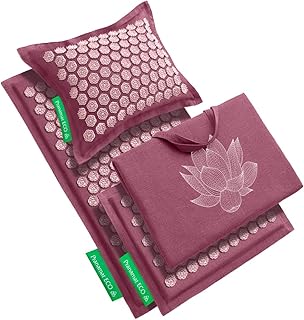 Acupressure Large & Small Mat with Pillow and Bag Set, Premium Acupressure Therapy for Pain Relief and Relaxation, Handcrafted in Europe with Sustainable and Natural Materials (Rosegold)