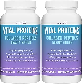 Vital Proteins Collagen Peptides Beauty Edition Capsules, 2.5g of Collagen Per Serving with Biotin and Vitamin C, 30 Servings (Pack of 2)