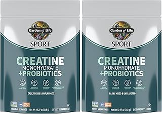 Garden of Life Creatine Monohydrate Powder for Women & Men, Micronized Pre Workout with Probiotics for Muscle, Strength, Sport Amino Energy, About 60 Easy to Mix Unflavored Servings, (Pack of 2)