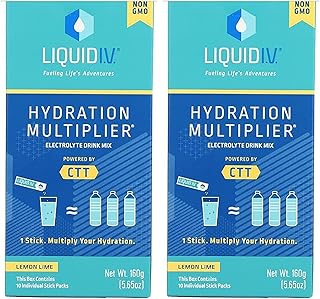 Liquid Iv Hydration Lemon Lime 5.65 OZ, 10 Count (Pack of 2)