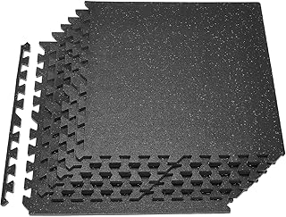 VEVOR 0.56Inch 24sq.ft 6 Tiles Gym Flooring for Home Gym, Rubber Top with High Density EVA Foam, 24 x 24In Gym Floor Exercise Equipment Mats, Interlocking Gym Mats, Puzzle Workout Mats, Black & Gray