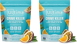 Ultima Replenisher Crave Killer Supplement and Electrolytes Powder – Tropical Fusion, 14 Stickpacks – Hydration Packets That Kick Cravings to The Curb (Pack of 2)