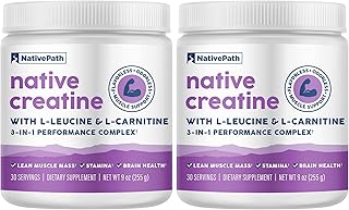 NativePath Creatine Monohydrate Powder with L-Leucine & L-Carnitine - Muscle Building Supplement for Men & Women - 30 Servings (Pack of 2)