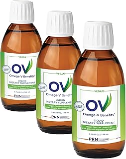 Omega-V Benefits Liquid Omega 3 Supplement - 5 oz, 30-Day Supply - Vegan Supplement with 1000mg EPA & DHA for Eye Health (Pack of 3)