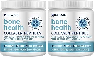 NativePath Bone Health Collagen Peptides, Type 1 & 3, with Fortibone and Verisol, 7.9 Ounce, 30 Servings (Pack of 2)