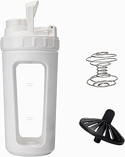 Glass Shaker Cup Odorless BPA Free– Glass Shaker Bottle for Protein 26oz Durable Borosilicate Glass, Leak-Proof & BPA-Free – Ideal for Creamy Protein Shakes, Smoothies & Workout Drinks (Frost White)