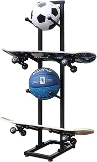Sports Ball Storage Rack 4 Layers Vertical Basketball Rack Skateboards Holder, Single-Sided Football Stand Medicine Balls Tree for Boys Bedroom Kindergarten, Iron