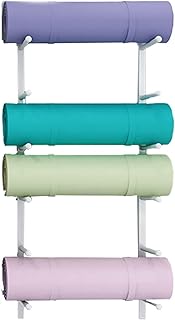 Shelf Yoga Mat Holder Wall Mount, Vertical Metal Storage Rack for Foam Rollers, Yoga Mats & Workout Mats, Hold Up to 6 Mats