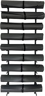 Large Yoga Mat Storage Holder Wall Mountable, 9-Tier Steel Towel Rack for 9 Yoga Mats & Resistance Bands, Studio Foam Roller Shelf