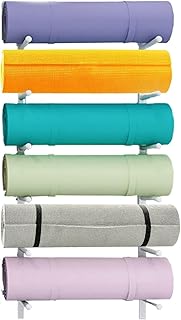 Metal Foam Roller&Towel Rack,Vertical Yoga Mat Holder Wall Mount Rack,Home Gym Studio Mats Display Stand