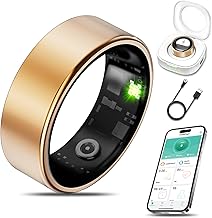 Smart Health Ring for Women Men Fitness Tracker with Heart Rate, Blood Oxygen, Blood Pressure, Sleep Monitoring, Step Counting, IP68 Waterproof for iOS and Android, No APP Fee, Rose Gold 10