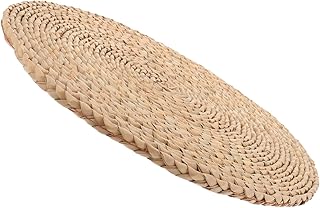 Veemoon Meditation Pillow Round Woven Floor Cushion 40x40cm Deep Natural Grass Seat Pad Japanese Style Sitting Cushion for Yoga, Zen, and Home Decor