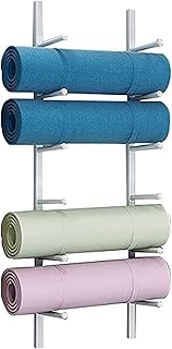 Home Gym Organizer Rack Yoga Mat Rack Wall Mount Exercise Mats Storage Holder, Gym Studio Bedroom Garage Iron Foam Roller Racks, Including All Mounting Accessories