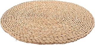 Woven Sitting Cushion Floor Pillow 40x40cm Dark Straw Root Material Traditional Meditation Floor Seat Mat for Yoga and Zen Practice Adults