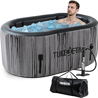 Upgrade 179 Gal XXL Ice Bath Tub Fits Tall 6'7" Athletic, Water Chiller Compatible Cold Plunge Tub for Recovery, 5-Layer Portable Inflatable Ice Bathtub with Lid for Indoor Outdoor Use, Gray