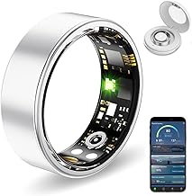 Smart Health Rings for Women Men, Fitness Tracker with Heart Rate, Blood Oxygen, HRV, Sleep Tracker, Step Tracker, No Subscription Fee, IP68 Waterproof Smart Ring for iphone & Android (Silver, 9)