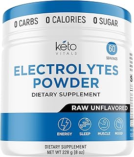 Keto Vitals RAW Unflavored Electrolyte Powder - Sugar Free Electrolytes for Fasting, Keto & Hydration - No Sugar, No Flavor - Flavorless Electrolytes Powder Tub - 60 Servings
