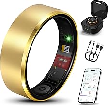 Smart Health Ring 2.0 for Women Men, Slim Scratch & Fingerprint Resistant Design, Efficient Chip Fitness Tracker, Monitors Heart, Blood Oxygen & Pressure, Sleep, Steps, Waterproof, Gold 11