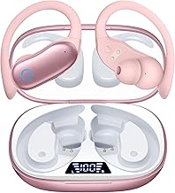 GNMN Active Noise Cancelling Ear Buds Wireless Earbuds 96hrs Playback Bluetooth Headphones Dual Battery Display Stereo Bass Earphones with Earhooks Microphone IPX7 Waterproof Headset for Sports/Gym