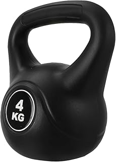 Plastic Kettlebell Weight 4kg Black, Pe Material Fitness Accessory for Home Strength Training and Kettlebell Exercise, Fixed Household Kettle Bell for Deep Squat and Full Body