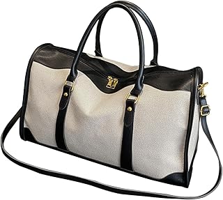 Portable Gym Bag for Sports Large Capacity Canvas Duffle Travel Bag with Adjustable Shoulder Strap for Trip(Black)