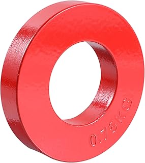 YARNOW Cast Iron Barbell Plate 0.75kg Red Paint Baking Weight Lifting Plate Single Hole Counterweight for Strength Training and Home Gym Use