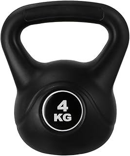 Plastic Kettlebell 4kg Black, Arm Muscle Training Bell for Home Fitness, Portable Fixed Kettle-bell Exercise Accessory for Deep Squat and Strength Workout