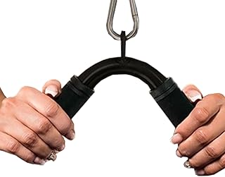 Tricep Bar - 11.42x5.9x0.98in Steel Row Handle Attachment, Non Slip Rubber Grip Support, Cable Machine Exercise Accessory for Strength | Indoor Back LAT Pulldown Seated Workout Training