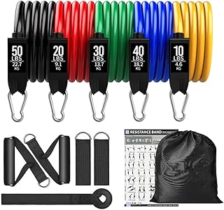 Resistance Bands Set Exercise with Door Anchor Legs Ankle Straps for Training Home Workouts