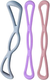 SECFOU 3pcs High Elasticity Resistance Bands Set for Workout, Yoga Stretch Straps for Back and Shoulder, Sturdy Fitness Bands in Pink Blue Purple for Home Exercise and Strength Training