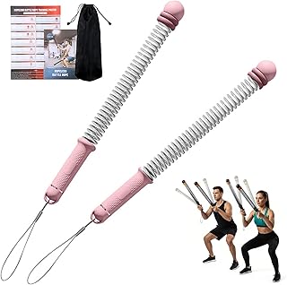 Adjustable Ropeless Battle Ropes, Cordless Weighted Training Ropes for Home Gym, Portable Exercise Equipment, Strength & Full Body Workout – 3 lbs per Pair (Black) F0G1R-202(Pink)