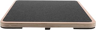 Vaguelly Wooden Balance Plate Rocker Board for Adults, Black Square Wobble Board with Cross Design, Sensory Balance Trainer for Fitness and Coordination Exercises
