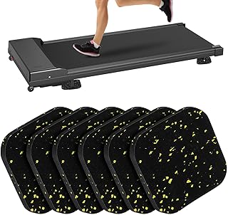 6 Pcs Anti-Vibration Treadmill Noise Reduction Mats, Thick Rubber Shock Absorbing Pads for Exercise Equipment Floor Protection and Mechanical Vibration Damping in Home Gym