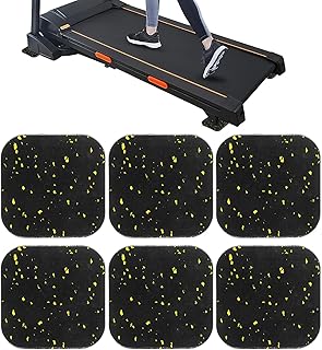 6 Pcs Non-Slip Heavy-Duty Rubber Exercise Pads for Floor Protection, Vibration and Noise Damping Gym Equipment Mats, Fitness Anti-Vibration Mat for Treadmill and Home Workout