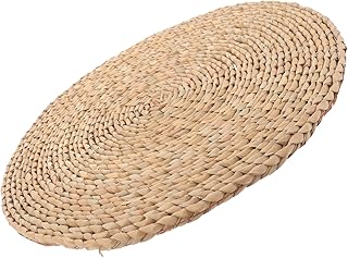 SUPVOX Japanese Style Floor Pillow Cushion 40x40cm Woven Meditation Seat Pad with Deep Colored Rush Grass Mat for Yoga, Zen Sitting, Tatami, Window Seat Use